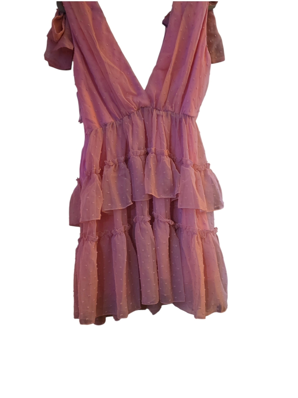Pink Tiered Ruffle Mini Dress - Picture 3 of 6